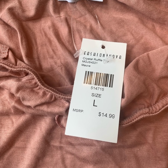 BNWT Fashion Nova “Crystal Ruffle Top” Mauve - Picture 3 of 3